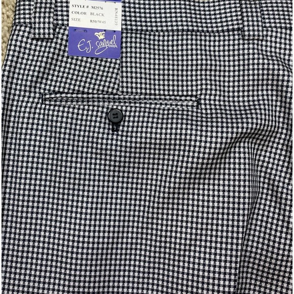 EJ Samuels Dress Pants Men's W45-50R Black White Houndstooth Pleated 48139 NWT - Picture 4 of 8